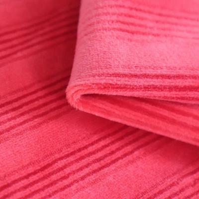 China Wholesale Super Soft Anti Pill QY Jacquard Striped Polyester And Spandex Velvet Fabric For Upholstery for sale