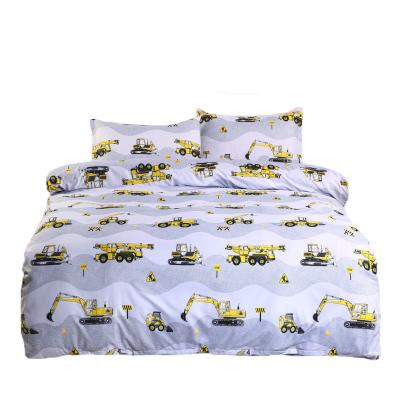 China School Season Anti-Static Excavator Duvet Cover and Pillowcases Bedding Set Bed Comforter Set for Boys for sale