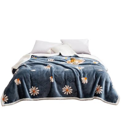 China High Quality Warm Anti-static Microfiber Flannel Fleece Little Daisy Throw Blanket for sale