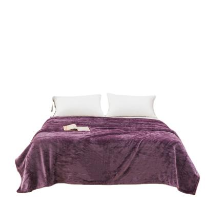 China Luxury Microfiber Sofa Bed Blanket Super Soft Cozy Flannel Pure Blanket Anti-static Purple Color for sale