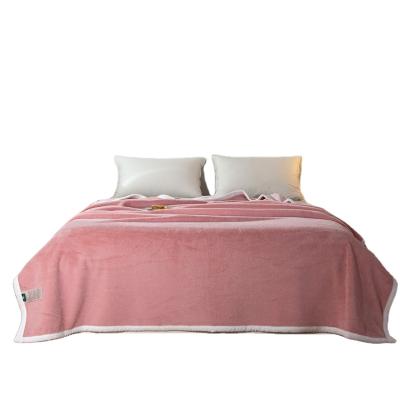 China Antistatic Best Sell 100% Polyester Printed Velvet Fleece Solid And Soft Pink Blanket for sale