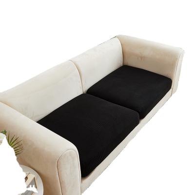 China Single Removable Black Solid Sofa Seat Covers Elastic Cushion Cover Sofa Cap for sale