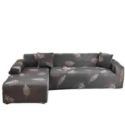 China High Gray Elastic Sofa Most Popular Elastic Leaves Pattern Hotel Pieces Solid Color Sofa Cover For Living Room for sale