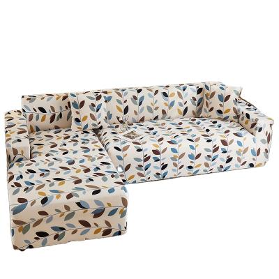 China Nature High Elastic Style Sofa Hotel Solid Color White Elastic Sofa Cover Pieces Most Popular Leaves Pattern High Elastic Style for sale