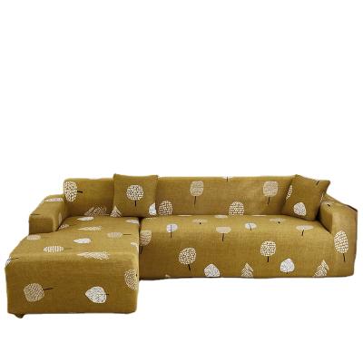 China Nature High Elastic Style Sofa Hotel Solid Color Yellow Elastic Sofa Cover Most Popular Trees Pattern High Elastic Pieces for sale