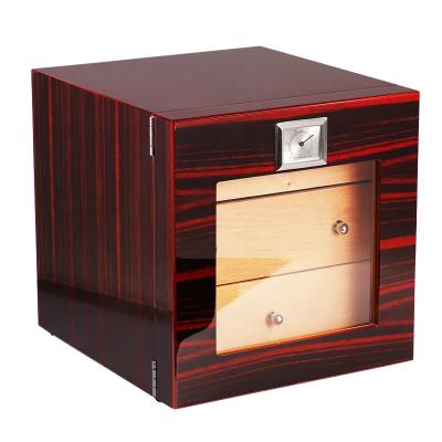 China Handmade Custom Logo Piano Lacquer Wooden Humidor 3 Drawers 50 Cigar Humidor Cabinet for sale