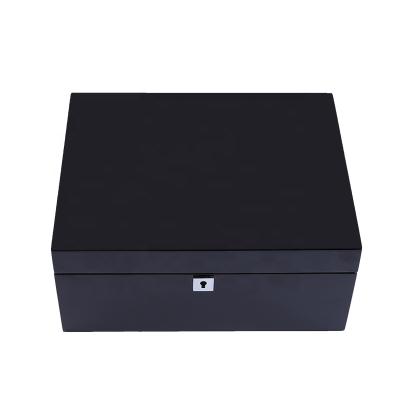 China COHIBA Black Piano Lacquer Handmade Cigar Humidor Humidor Box with Hygrometer for 25CT Cigars for sale