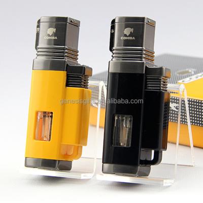 China Eco-friendly 4 torch reactors flame table top cigar lighter, wholesale cohiba cigar lighters, handheld torch lighter gun for sale