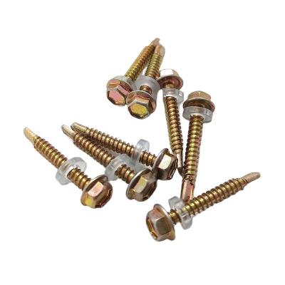 China Manufacturers Direct Sale Galvanized Head Hex Spike Self Drilling Screw Yellow for sale