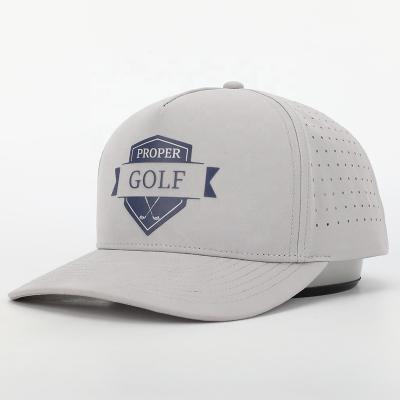 China Rubber Patch Logo Baseball Cap, Custom 5 JOINT Panel OEM Laser Cut Hole Golf Perforated Hat, Waterproof Dad Sports Gorras for sale