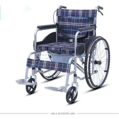 China 16 Inches Lightweight Plastic Commode Wheelchair with High Carbon Stainless Steel Frame for sale