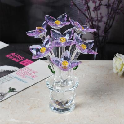 China Europe Office Modern Simple Living Room Creative Crystal Plant Crafts Crystal Flower Ornaments for sale