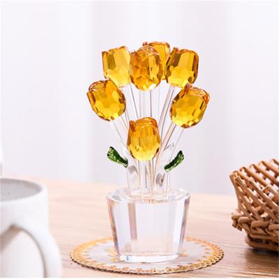 China Wholesale Europe Desk Counter Decoration Gift Crystal Ornaments K9 Crystal Roses for sale