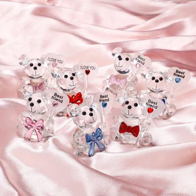 China Europe baby one month mini wedding birthday keepsake animal statue crystal glass cute bear for sale