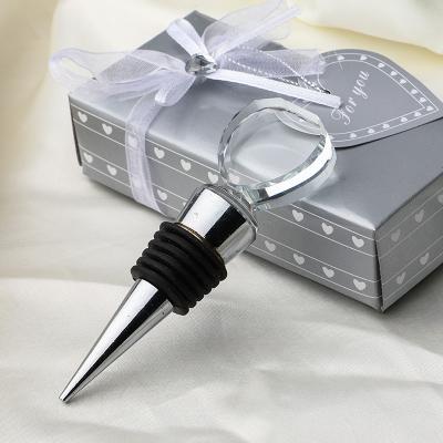 China Custom Heart Shaped Europe Crystal Glass Wine Stopper For Wedding Souvenirs for sale