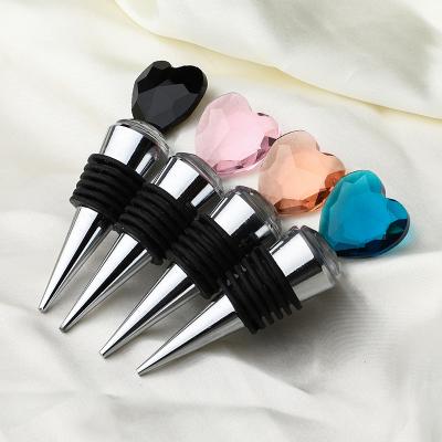 China Europe Champagne Cork Vacuum Sealed Wedding Souvenir Colored Heart Crystal Bottle Stopper for sale