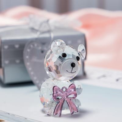 China Europe Hot Selling Mini Cute Bowtie Wedding Gift Crystal Bear Figurines for sale