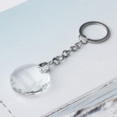 China Souvenir Gifts Promotion Gift Souvenir Round Glass Crystal Key Ring for sale