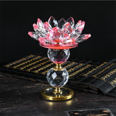 China Butter Crystal Glass Lamp Europe Lotus Candlestick Decoration Living Room Banquet Luxury Gifts for sale