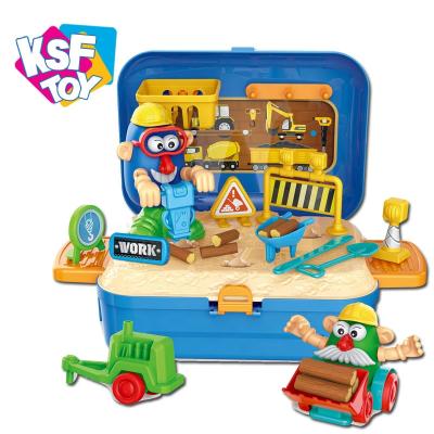 China Smart ABS PP PS Kids Pretend Roadworks Project Toys Playdough Mud Tool Suitcase Kit Series Color Frozen Paste for sale