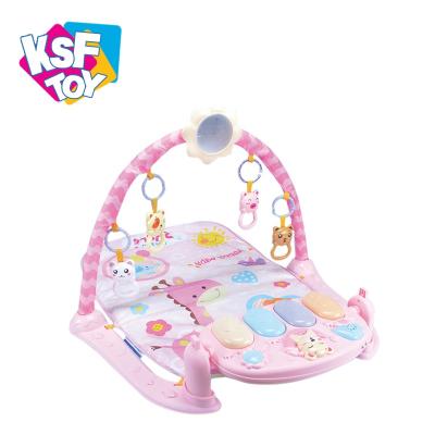 China Educational Toy Cartoon Pattern Baby Play Mat Piano Soft Square Pink Baby Activity Gym With Rattle Toys for sale