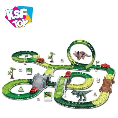 China 2020 Slot Toy Kids Create A Road Slot Toys Riding Flexible Racing Car DIY Set 360 Degree Dinosaur Track Toy for sale