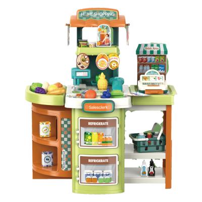 China Pretend Play Shopping Game Toy Shopping Baby Interactive Simulation Cash Register Pretend Play Supermarket Set Toy for sale