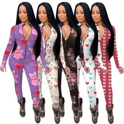 China Anti-Wrinkle Sexy Legging Pants 2021 Floral Bodycon Overalls Womens Rompers Womens for sale