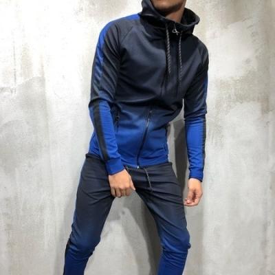 China KX Breathable Cheapest Zipper Sweatsuit High Quality Seller Two Pieces Mens Sweatsuit Hoodie Gradient for sale