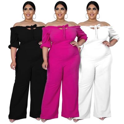 China KX-N7291 Anti-wrinkle office lady long sleeve rompers and overalls off shoulder solid women elegant plus size jumpsuits for sale