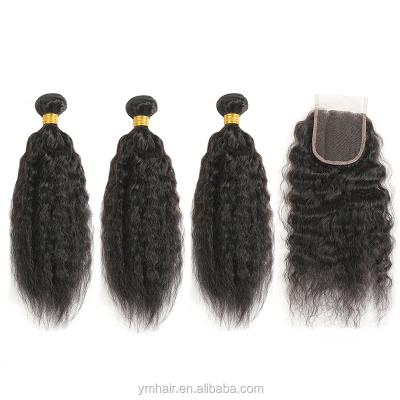 China Online Buying Pure Natural Original Straight Hair Curly Hair Bundles With Closure Natural Color Hair Weft For Black Women for sale