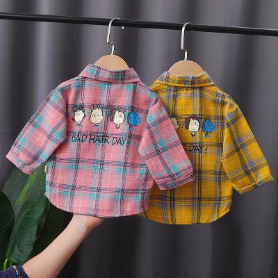 China Sunny Baby Spring Autumn Baby Boy Breathable Children Clothes Cartoon Girls Plaid Shirt Baby Kids Tops for sale