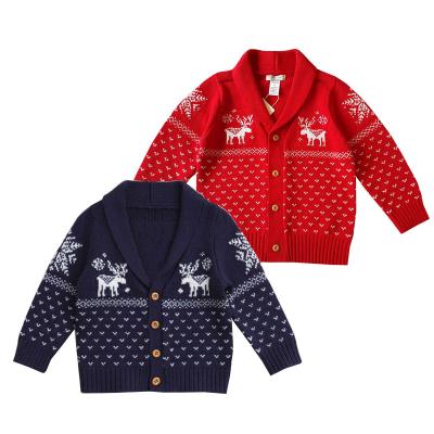 China Sunny Baby Christmas Children Cotton Viable Sweaters Kids Lapel Hot Sale Cardigans for sale