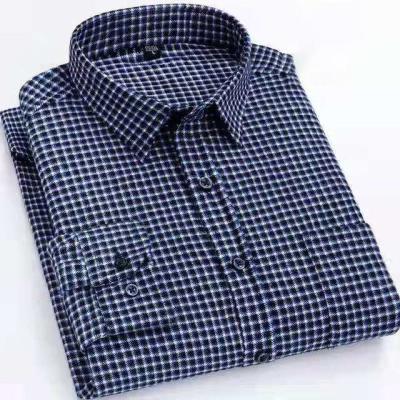 China Breathable Clothing 100% Cotton Shirts For Men Plaid Long Sleeve Business Dress Shirt en venta