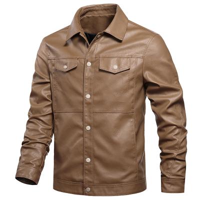 China QUICK DRY Fashion Designs Classic Brown Faux Leather Jacket Men Motorcycle Jacket Boys Biker Leather Coats for sale