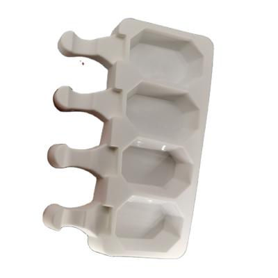 China 4 Cavity 3D Silicone Ice Cream Mold Viable Popsicle Molds Frozen Maker Molds Without Sticks for sale