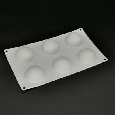 China Sustainable OEM Silicone Mousse Cake 6 Cavity Custom Silicone Baking Hot Chocolate Bomb Making Mold for sale