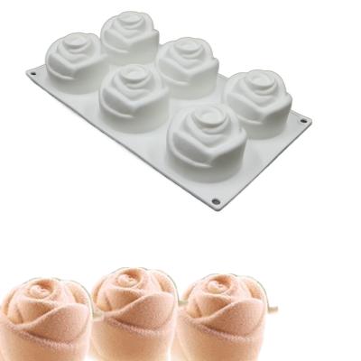 China Latest New Viable Fondant Cake Decorating Tools Rose Flower Silicone Molds Cake Baking Mold Support White Or Customized Pantone Color for sale