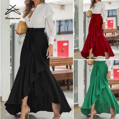 China Wholesale Hot New Style Breathable Belt Lace Up Skirts Sexy Irregular Bandage Women High Wrap Hip Skirts Fishtail Casual Waist Long Skirts for sale