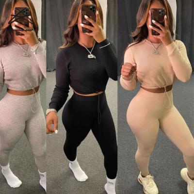 China Wholesale Sexy Skinny Women Breathable Two Pieces Pants Sets Daily Outfits Long Sleeve Autumn Clothing For Women Yoga Sets for sale