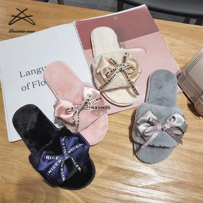 China 2019 Breathable Lady Winter Indoor Shoes Slip Sandal Women Fur Shoes Slipper Plush Slipper for sale