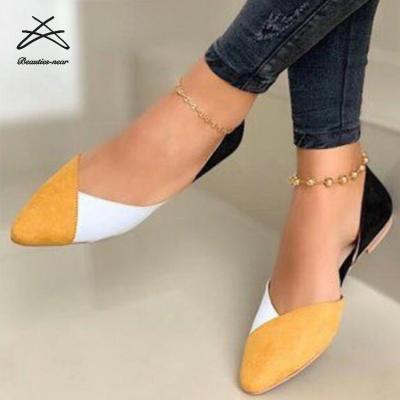 China New Design Fashion Women's Lightweight Splicing Pointed Head Flat Ladies Flat Shoes for sale