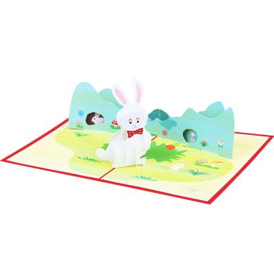 China Europe 3D Pop Up Easter Egg Card For Easter Holiday Greeting Card Rabbit Decoration Thank You Card for sale