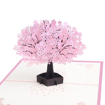 China Europe Cherry Blossom Pop Up Greeting Cards For Valentines Day Birthday Gift Japan Sakura 3D Envelope for sale