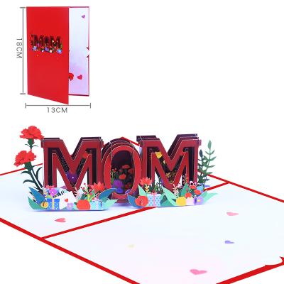 China Europe MOM Greeting Card For Mother's Day 3D Laser Pop Up Card Holiday Card Gift Carnation Rose Flora for sale