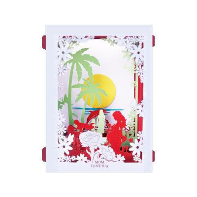 China Excellent Europe Gift Mothers Day Greeting Card Laser Cut 3D Pop Up Holiday Card Customize Printing for sale