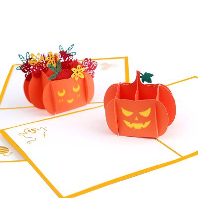 China Europe Halloween 3D Happy Pumpkin Pop Up Card For Halloween Holiday Greeting Card Handmade Craft Wholesale for sale