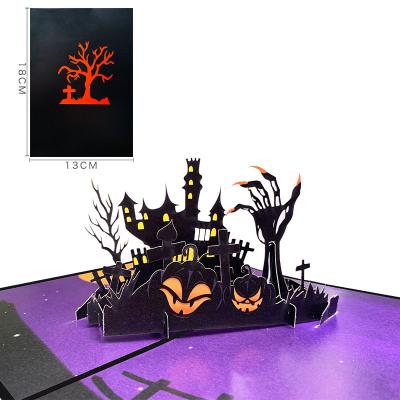 China Europe Haunted House Halloween Pop Up Card Holiday Invitation 3D Custom Pop Up Card Greeting Card Envelope for sale