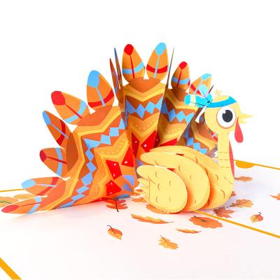 China Europe Craft Turkey 3D Greeting Card For Thanksgiving Pop Up Card Handmade Custom Design Luxury Paper Card for sale