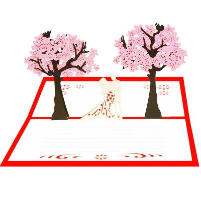 China Japan Pop Cherry Blossom Wedding Invitation Cards 3D Handmade Greeting Cards Gift Stationery Notes for sale